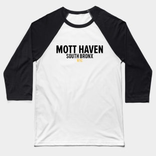 Mott Haven Bronx NYC- Modern Minimalistic Typography Baseball T-Shirt
